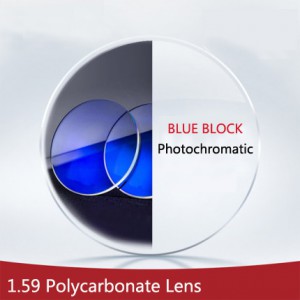 1.59 Polycarbonate Blue Block Photochromatic Grey Single vision Prescription HMCLens